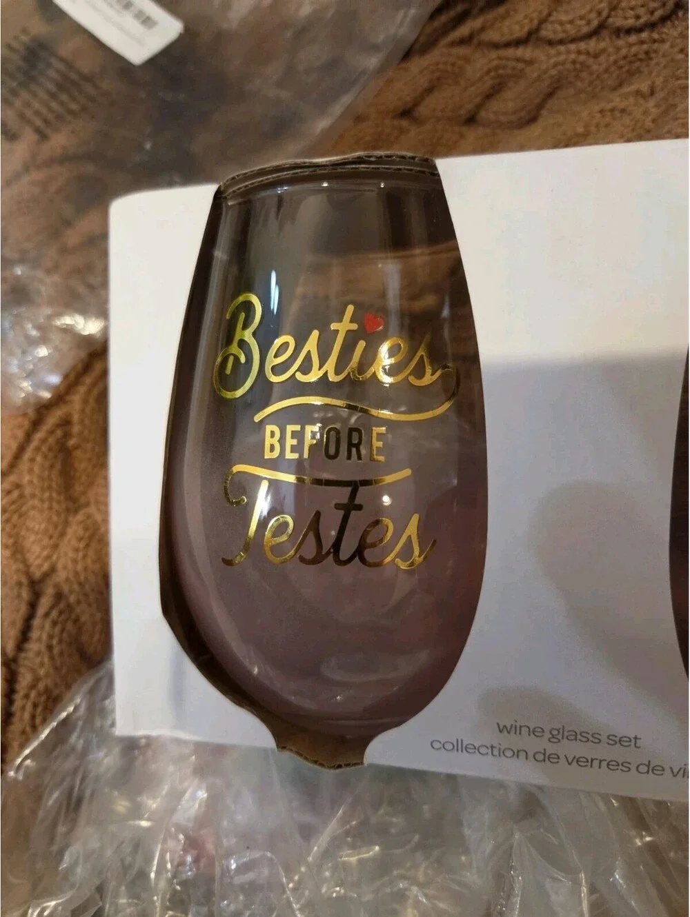 Besties before testes Wine glass